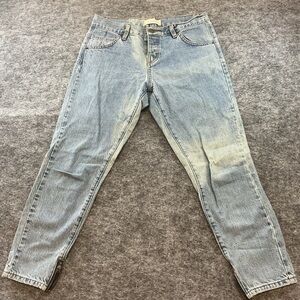 Objects Without Meaning Light Wash High Waisted Cropped Zipper Ankle Jeans